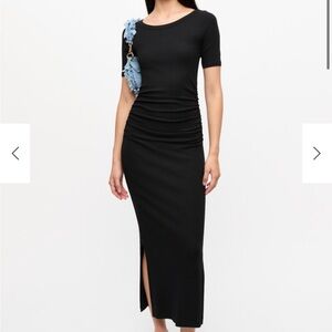 NWOT Ganni Black Soft Cotton Rib Dress, S